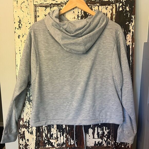 Gray Tulane University crop bottom tie  Hoodie. Back cutout. Women XL - Picture 2 of 5